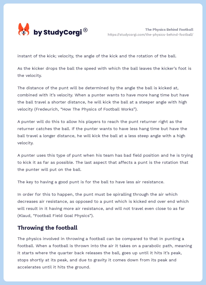 The Physics Behind Football. Page 2