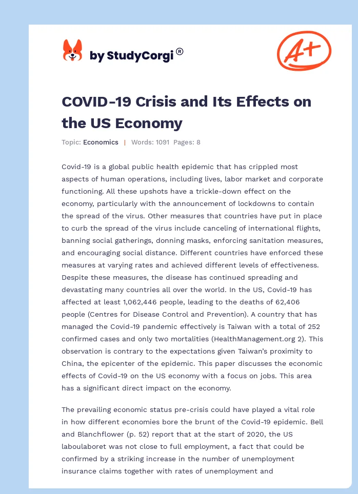 COVID-19 Crisis and Its Effects on the US Economy. Page 1