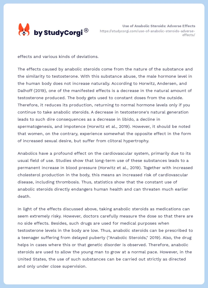 Use of Anabolic Steroids: Adverse Effects. Page 2