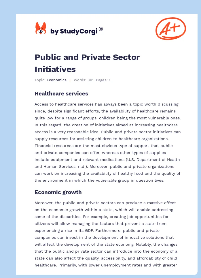 Public and Private Sector Initiatives. Page 1