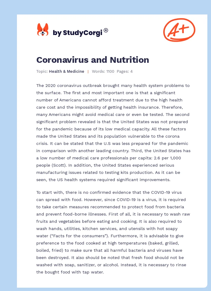 Coronavirus and Nutrition. Page 1