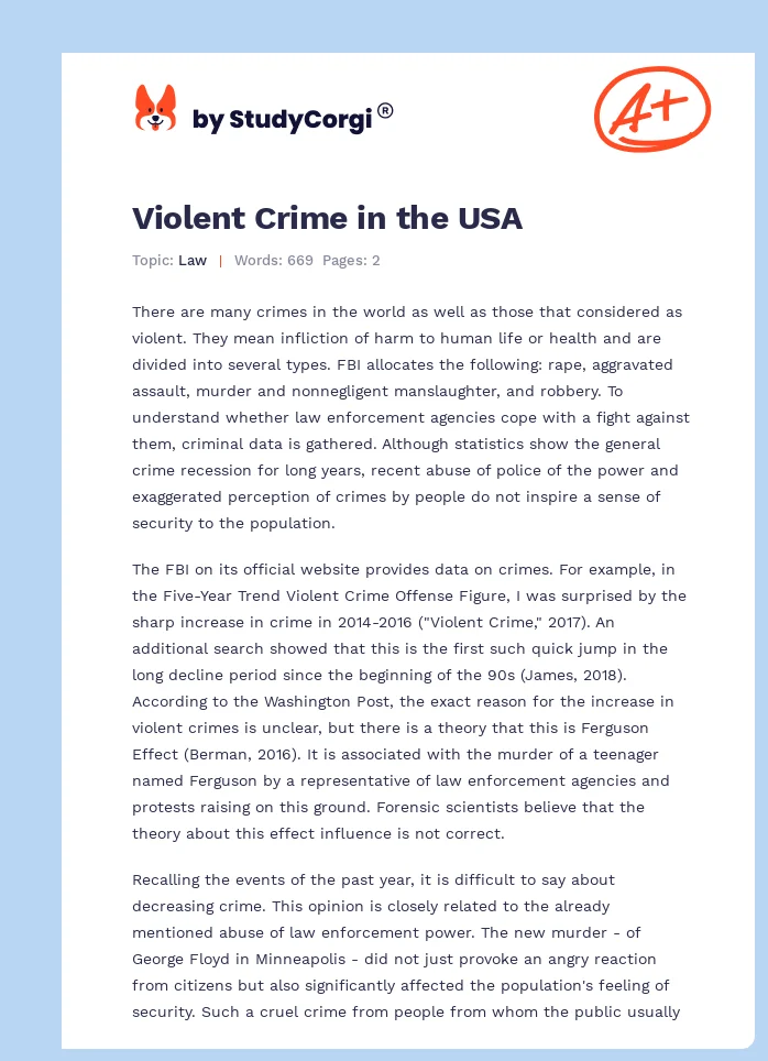 Violent Crime in the USA. Page 1