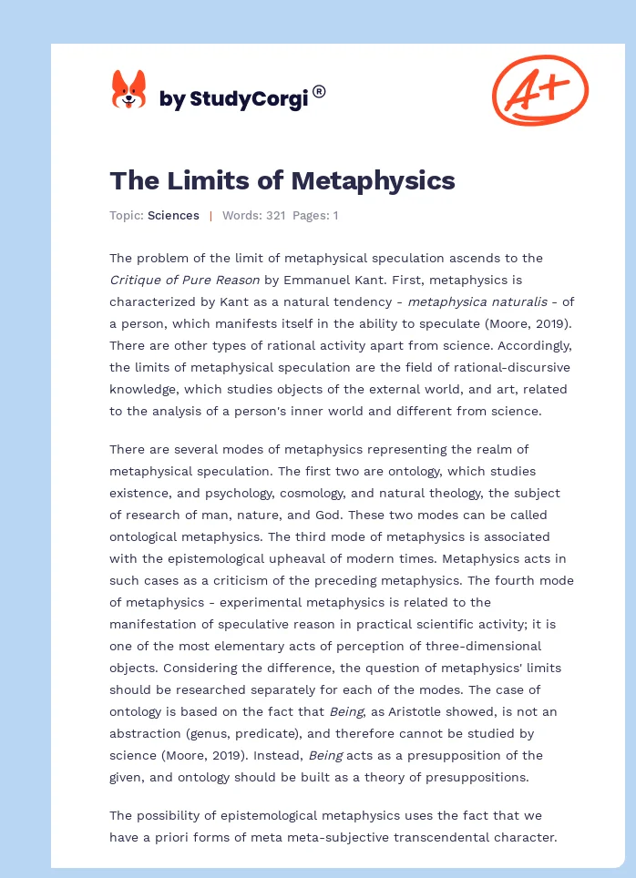 The Limits of Metaphysics. Page 1