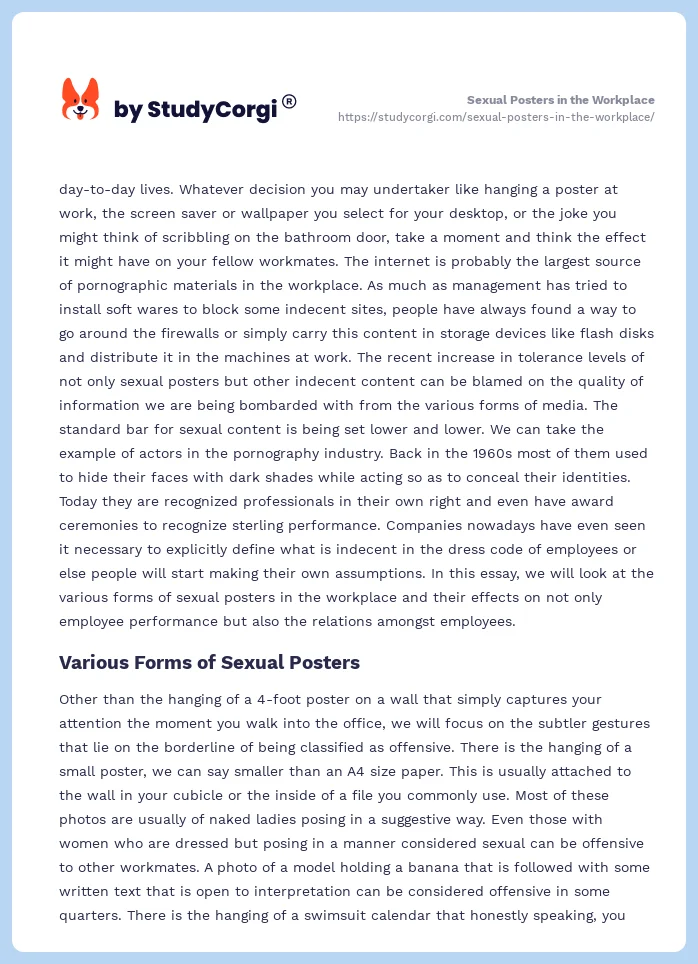 Sexual Posters in the Workplace. Page 2
