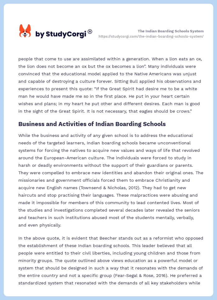 The Indian Boarding Schools System. Page 2