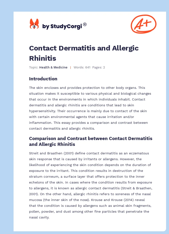 Contact Dermatitis and Allergic Rhinitis. Page 1