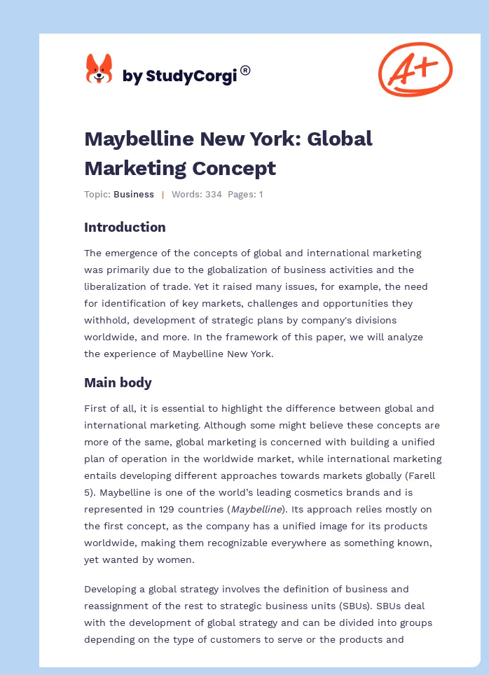 Maybelline New York: Global Marketing Concept. Page 1