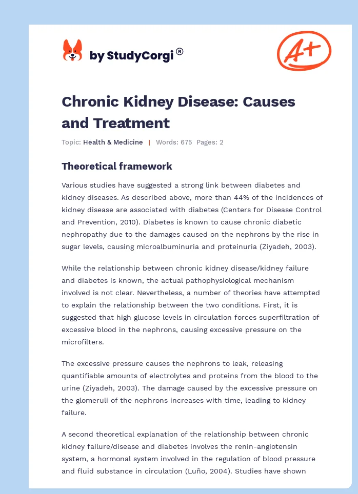 Chronic Kidney Disease: Causes and Treatment. Page 1