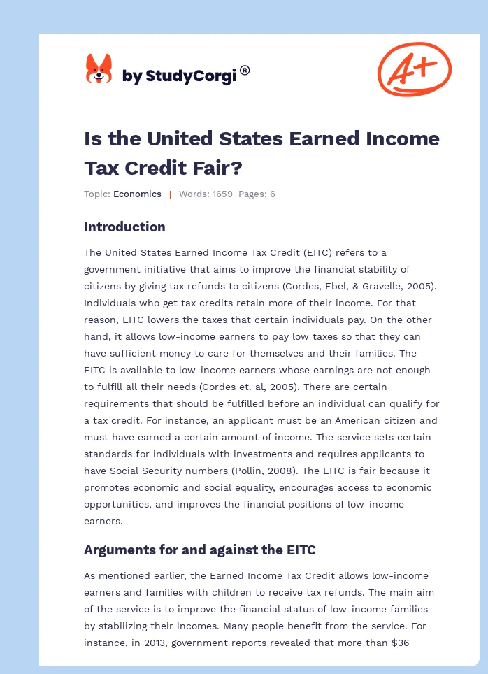 Is the United States Earned Income Tax Credit Fair?. Page 1