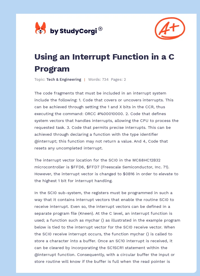 Using an Interrupt Function in a C Program. Page 1