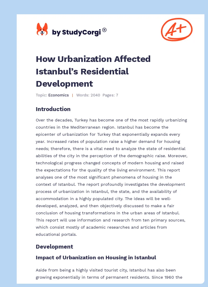 How Urbanization Affected Istanbul’s Residential Development. Page 1