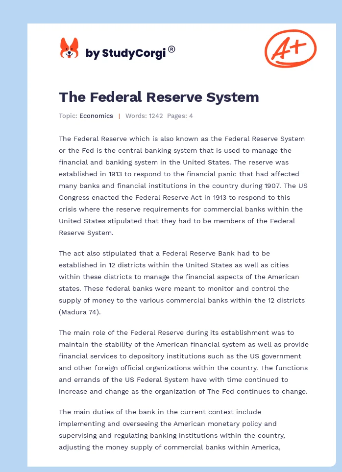 The Federal Reserve System. Page 1