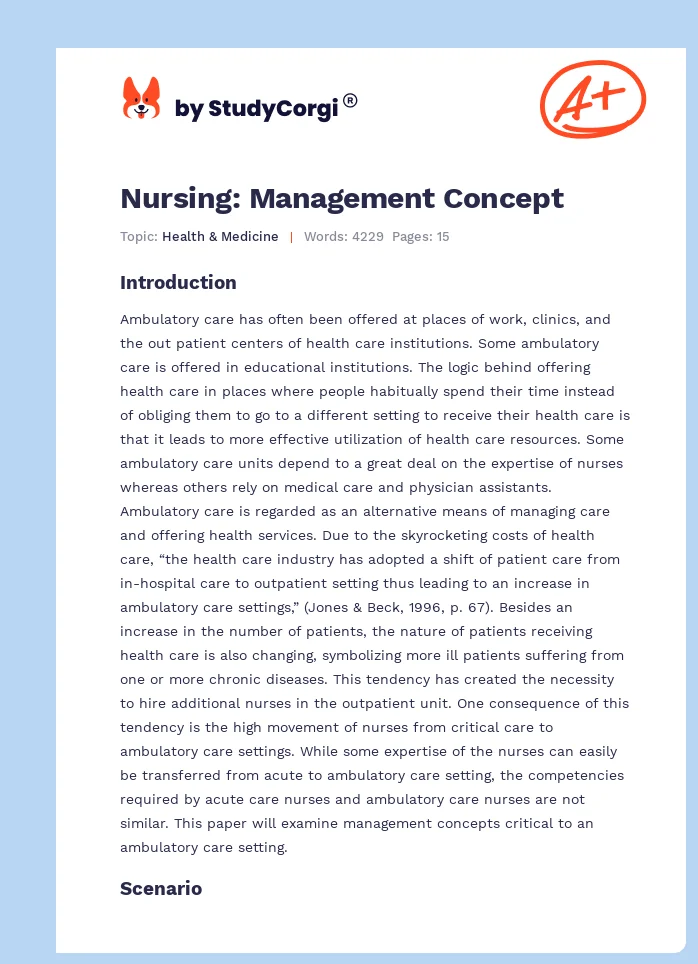 Nursing: Management Concept. Page 1