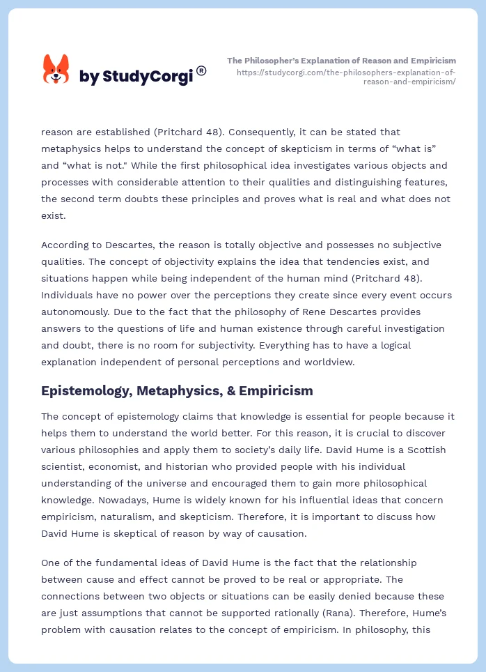 The Philosopher’s Explanation of Reason and Empiricism. Page 2