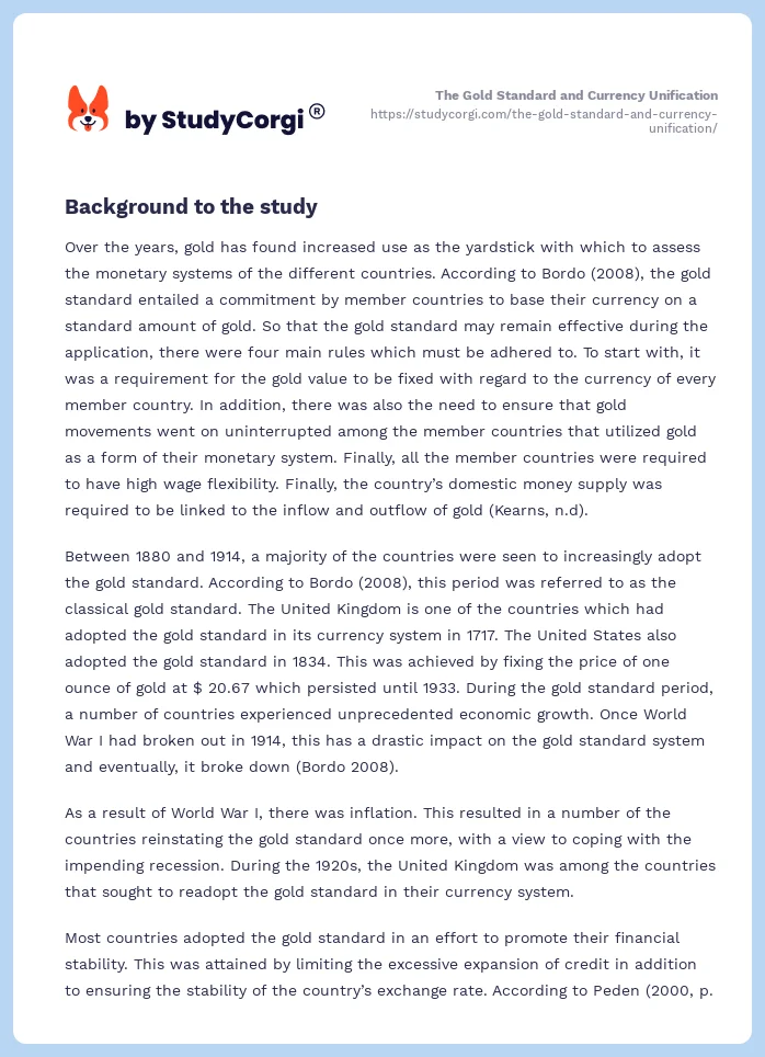 The Gold Standard and Currency Unification. Page 2