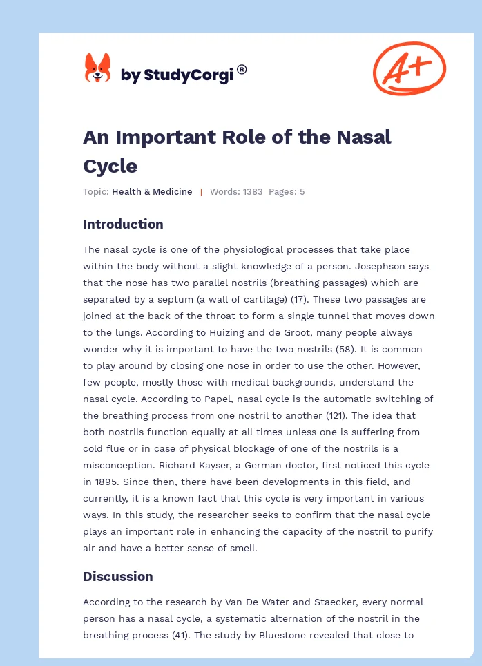 An Important Role of the Nasal Cycle. Page 1