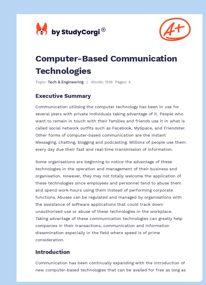 Computer-Based Communication Technologies. Page 1