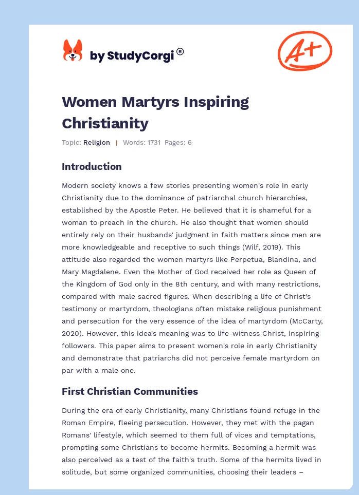 Women Martyrs Inspiring Christianity. Page 1