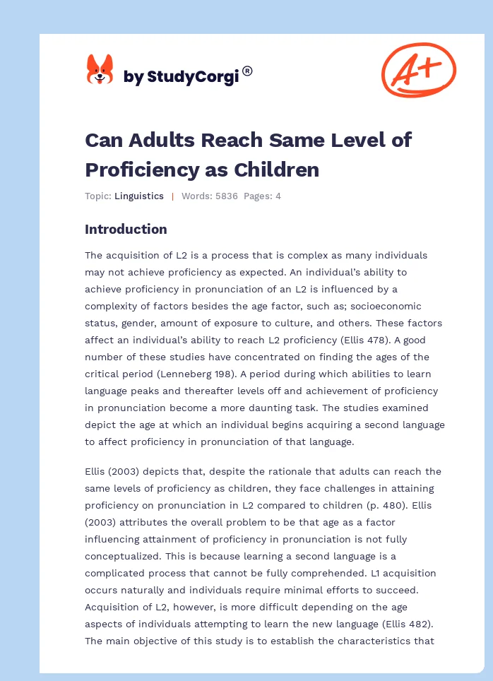 Can Adults Reach Same Level of Proficiency as Children. Page 1