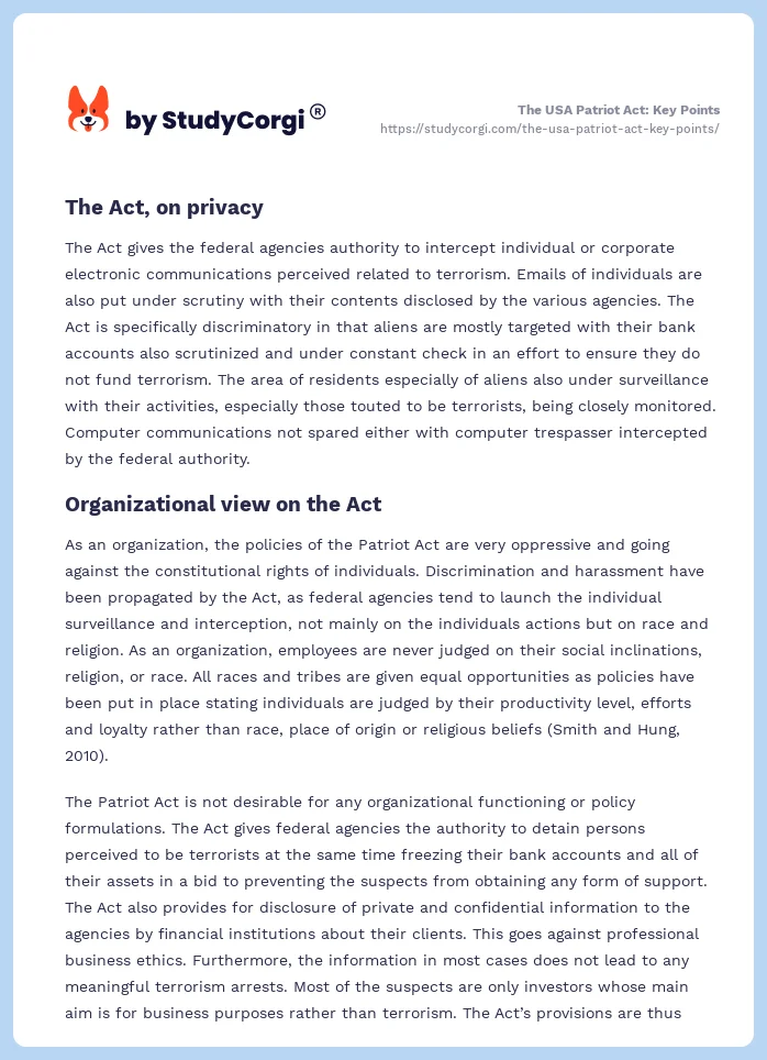 The USA Patriot Act: Key Points. Page 2
