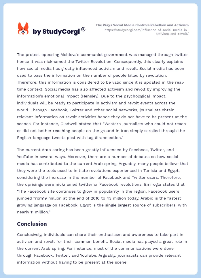 The Ways Social Media Controls Rebellion and Activism. Page 2