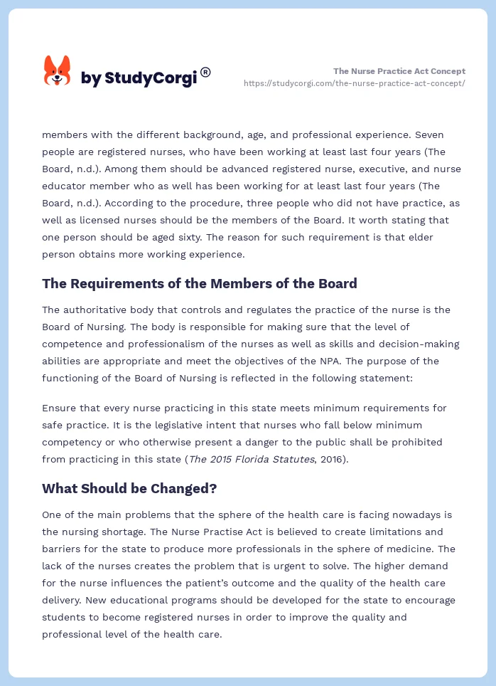 The Nurse Practice Act Concept. Page 2