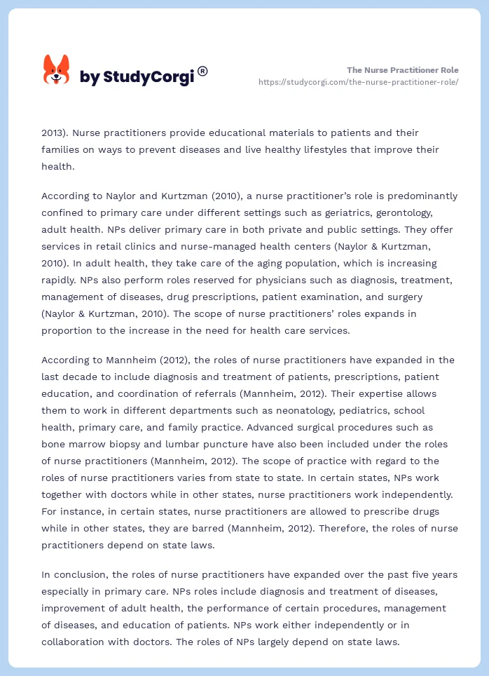 The Nurse Practitioner Role. Page 2
