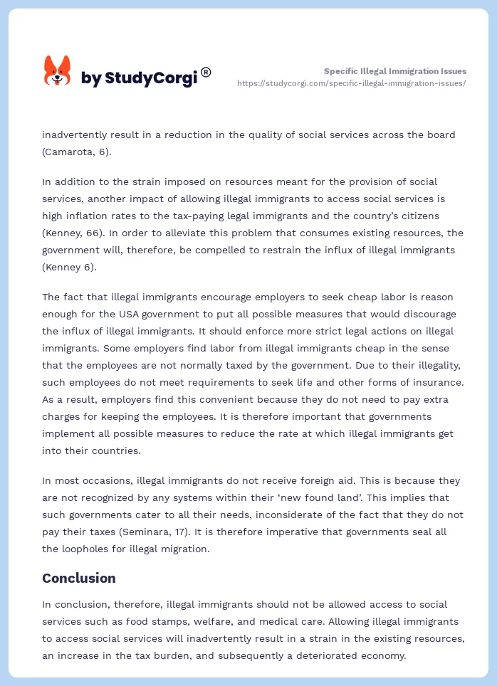 Specific Illegal Immigration Issues. Page 2
