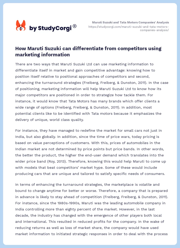 Maruti Suzuki and Tata Motors Companies' Analysis. Page 2