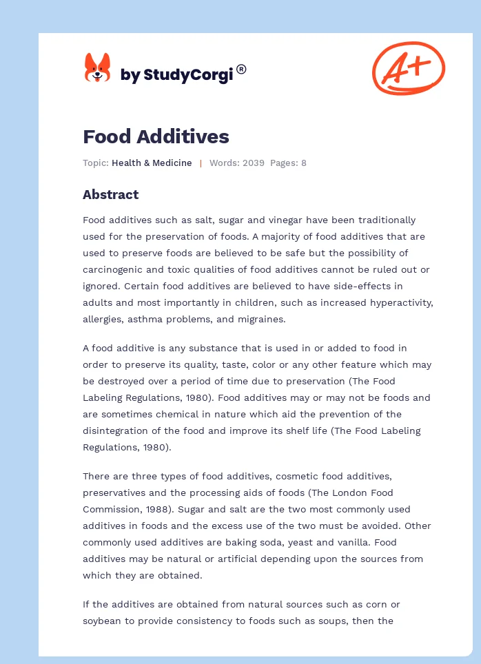 Food Additives. Page 1