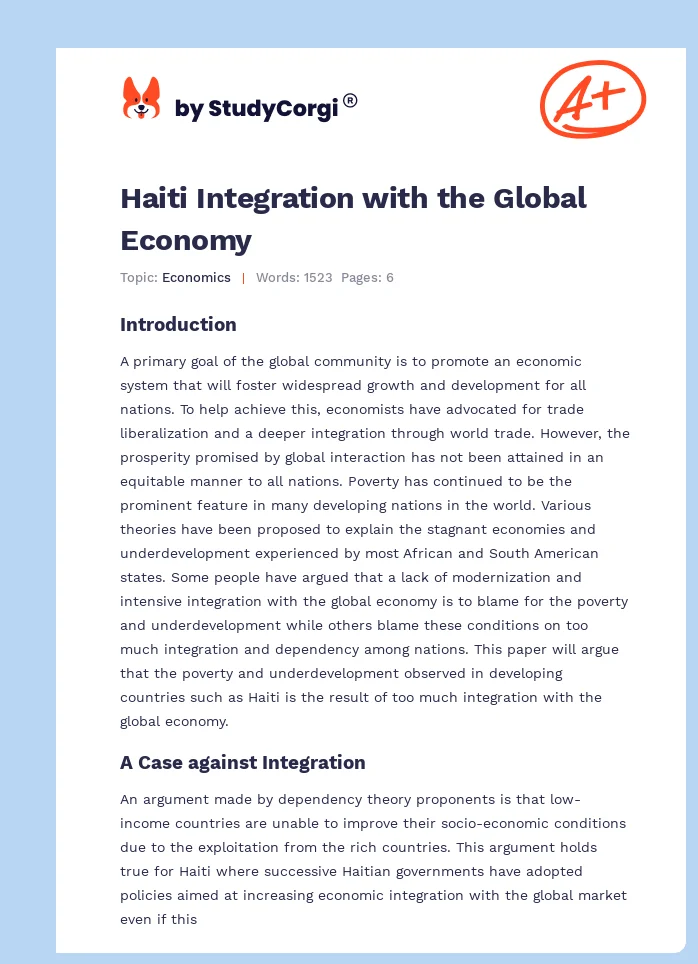 Haiti Integration with the Global Economy. Page 1
