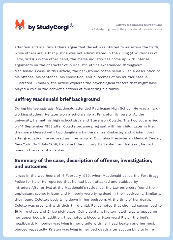 Jeffrey Macdonald Murder Case. Page 2
