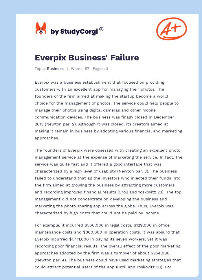 Everpix Business' Failure. Page 1