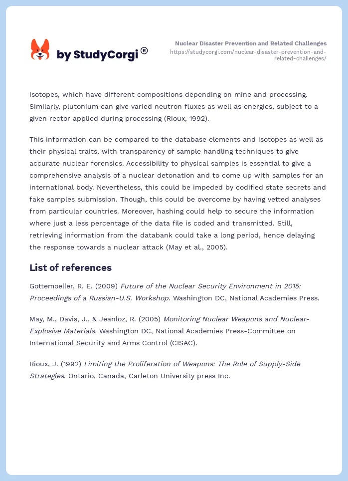 Nuclear Disaster Prevention and Related Challenges. Page 2