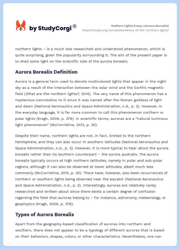 Nothern Lights Essay (Aurora Borealis). Page 2