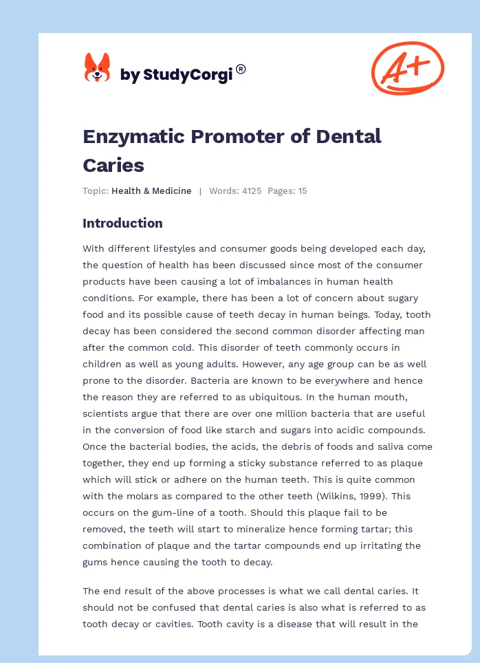 Enzymatic Promoter of Dental Caries. Page 1