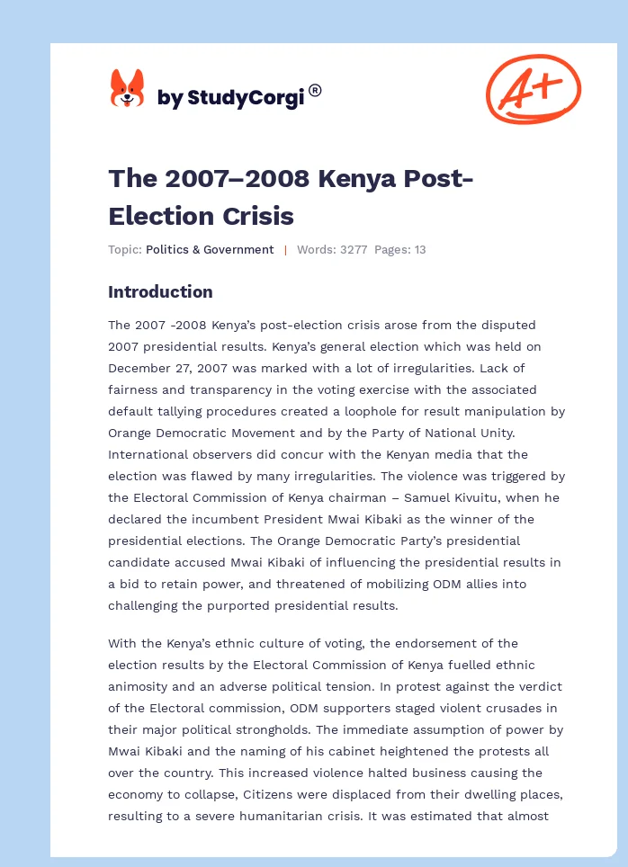 The 2007–2008 Kenya Post-Election Crisis. Page 1