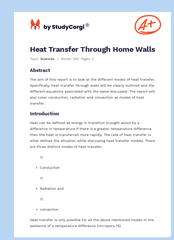 Heat Transfer Through Home Walls. Page 1