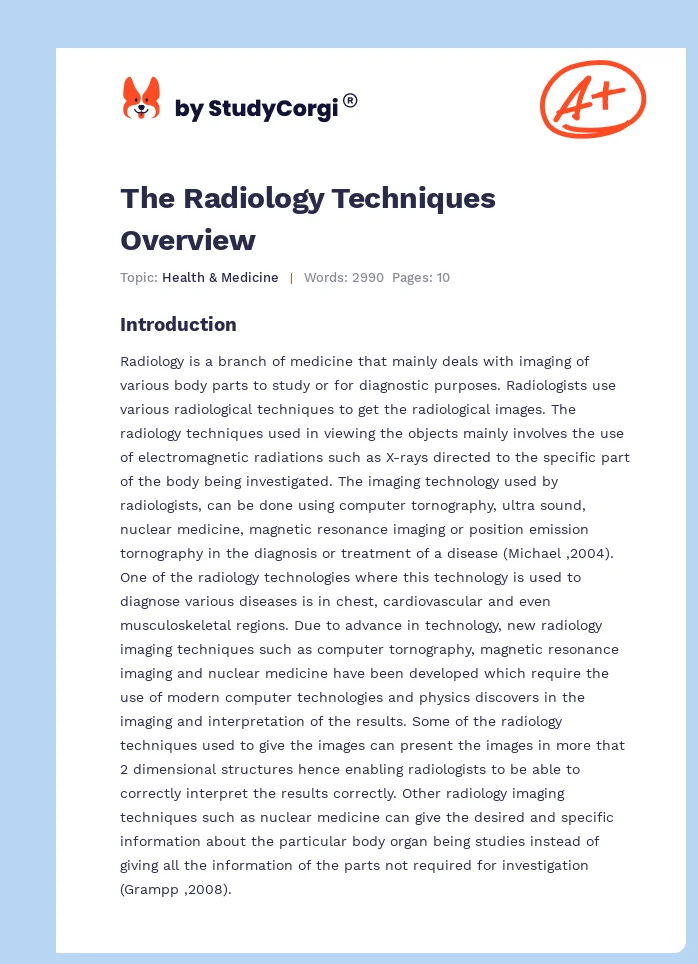 The Radiology Techniques Overview. Page 1