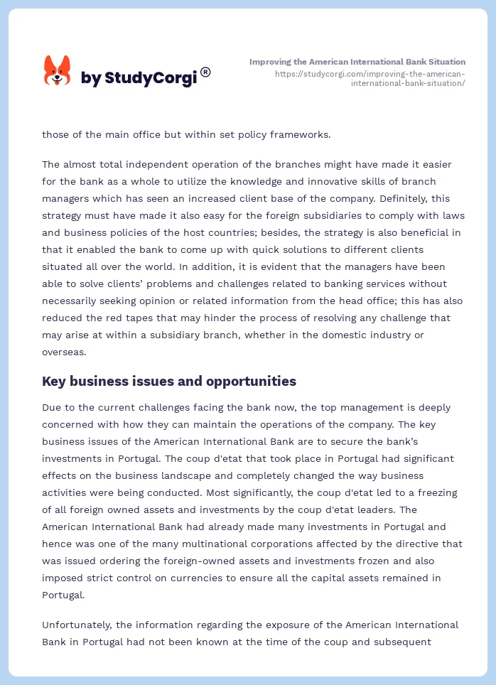 Improving the American International Bank Situation. Page 2
