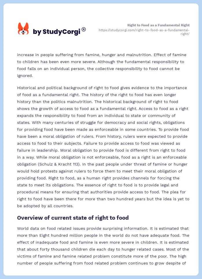Right to Food as a Fundamental Right. Page 2