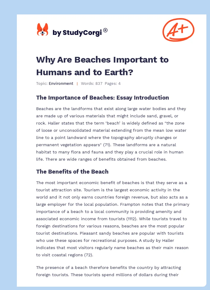 Why Are Beaches Important to Humans and to Earth?. Page 1