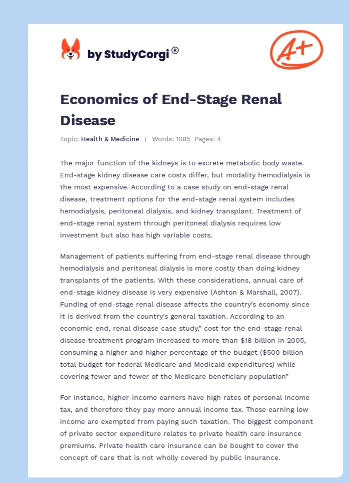 Economics of End-Stage Renal Disease. Page 1