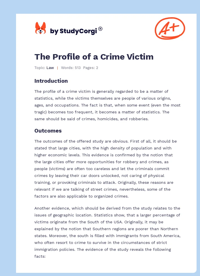 The Profile of a Crime Victim. Page 1