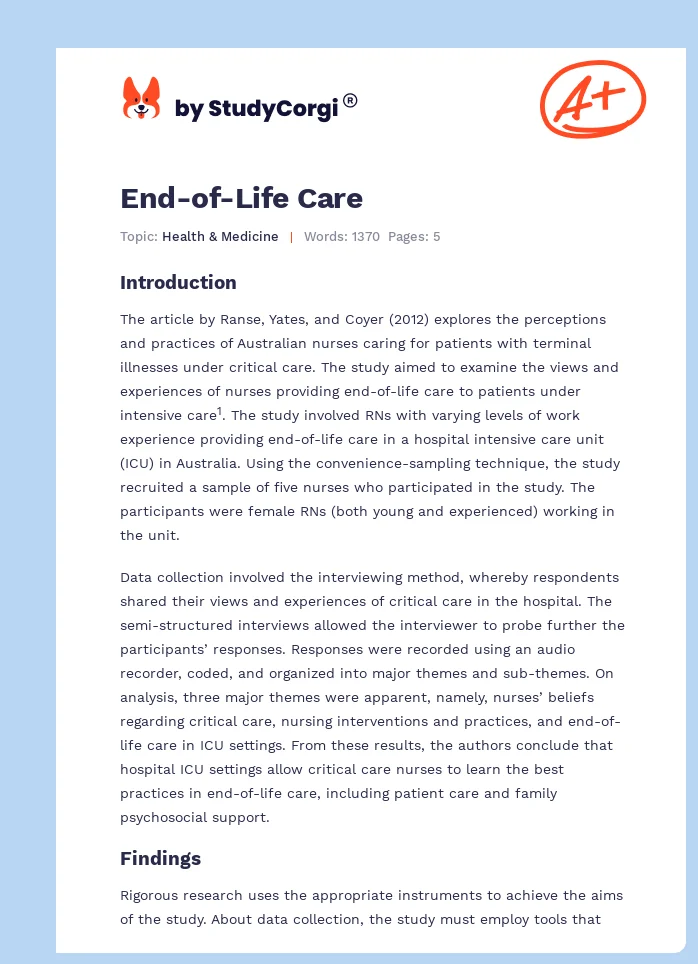 End-of-Life Care. Page 1