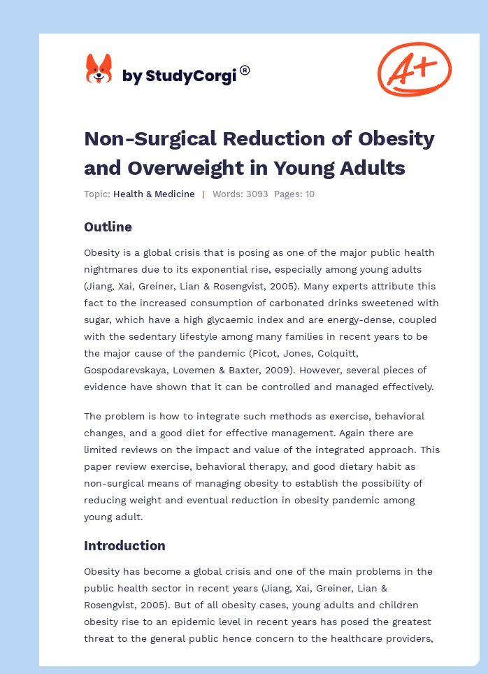 Non-Surgical Reduction of Obesity and Overweight in Young Adults. Page 1