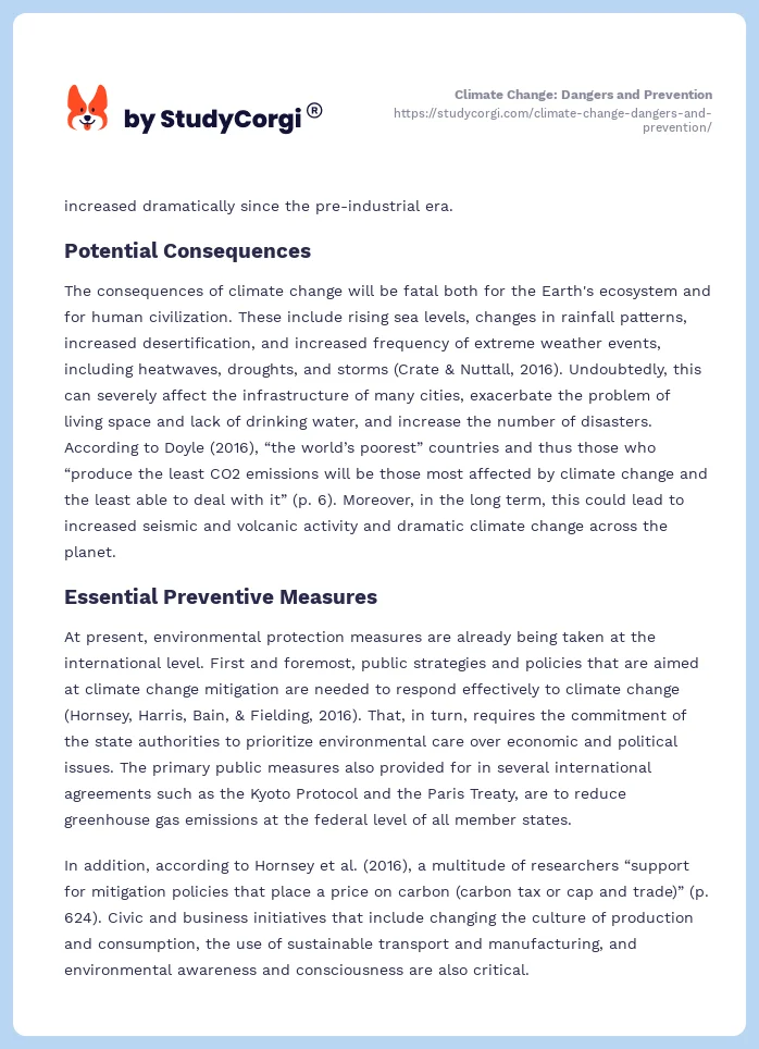 Climate Change: Dangers and Prevention. Page 2