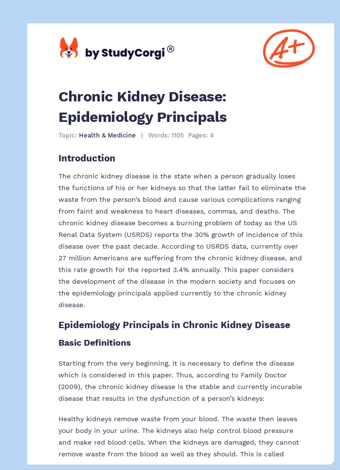 Chronic Kidney Disease: Epidemiology Principals. Page 1
