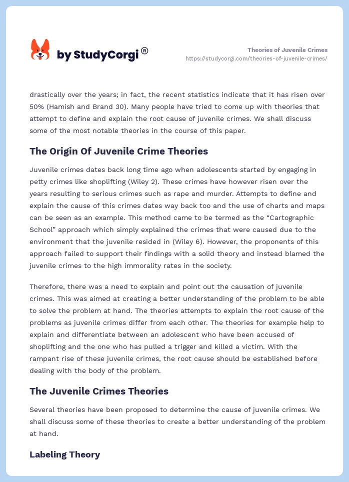 Theories of Juvenile Crimes. Page 2