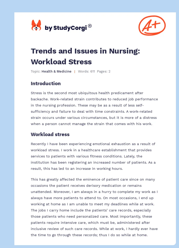 Trends and Issues in Nursing: Workload Stress. Page 1